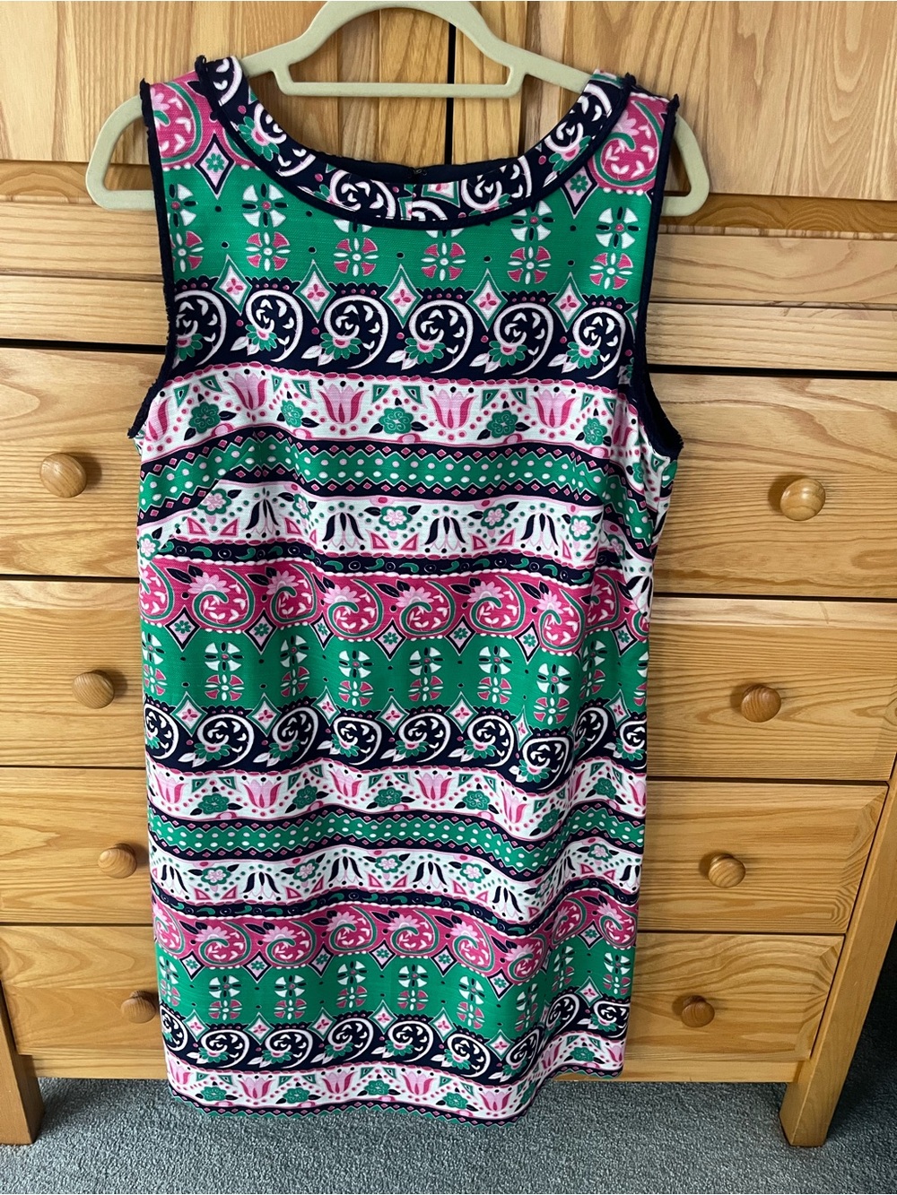 Talbots 14 Navy Dress with Subtle Multicolor Trim
